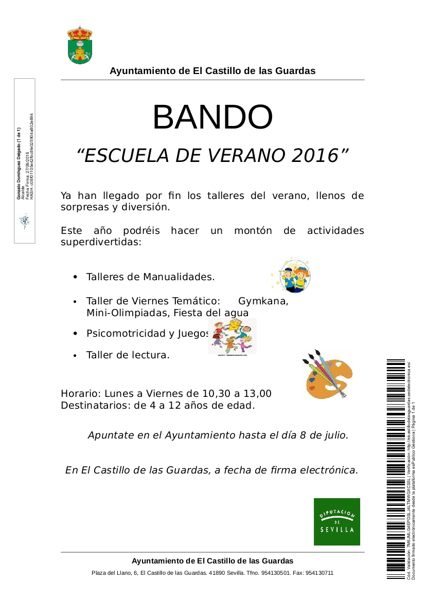 Bando Escuela de Verano 2016