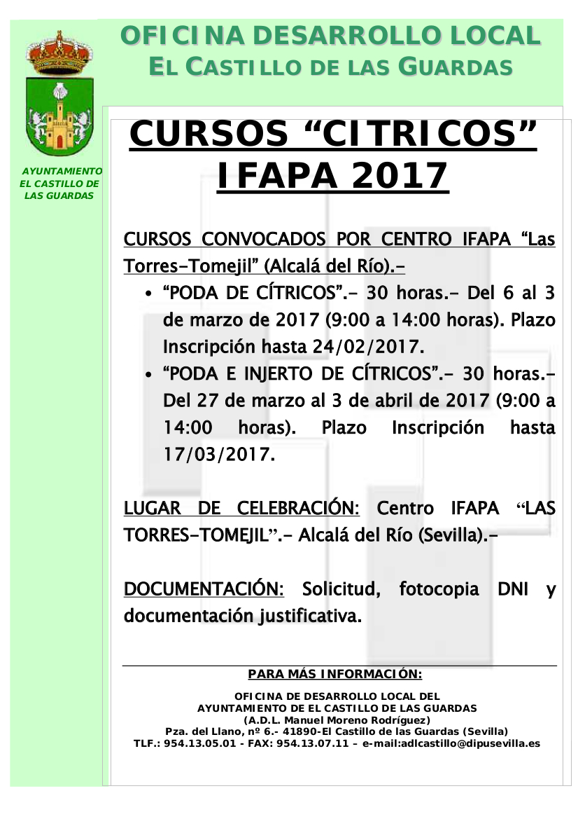 CARTEL 2 CURSOS IFAPA 2017 Citricos