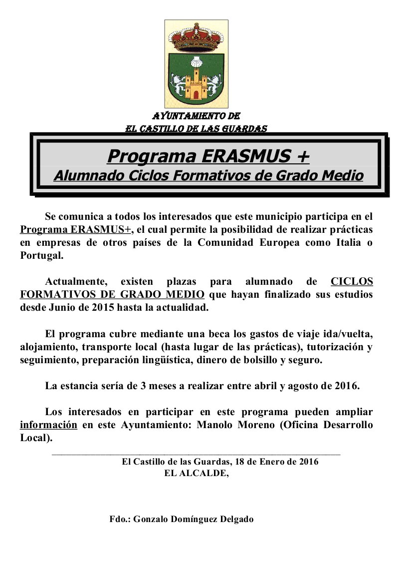 Programa ERASMUS + Alumnado CFGM